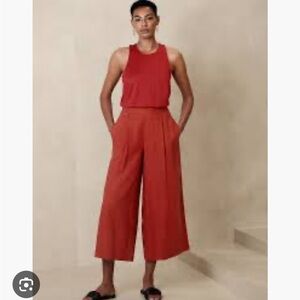 NWT Banana Republic linen blend wide leg crop pants, sz Medium, color embers